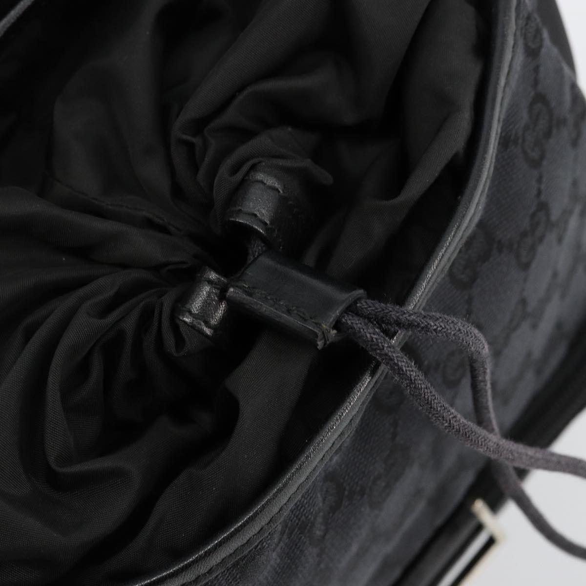 GUCCI GG Canvas Backpack Black Silver 019 0352 Auth 177495A