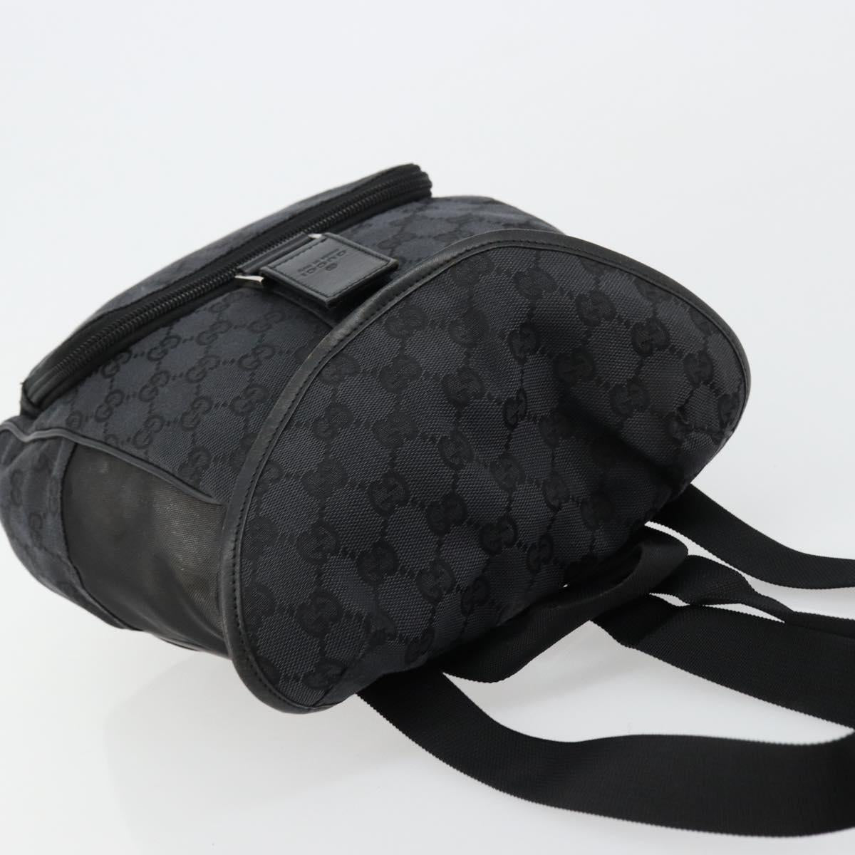 GUCCI GG Canvas Backpack Black Silver 019 0352 Auth 177495A