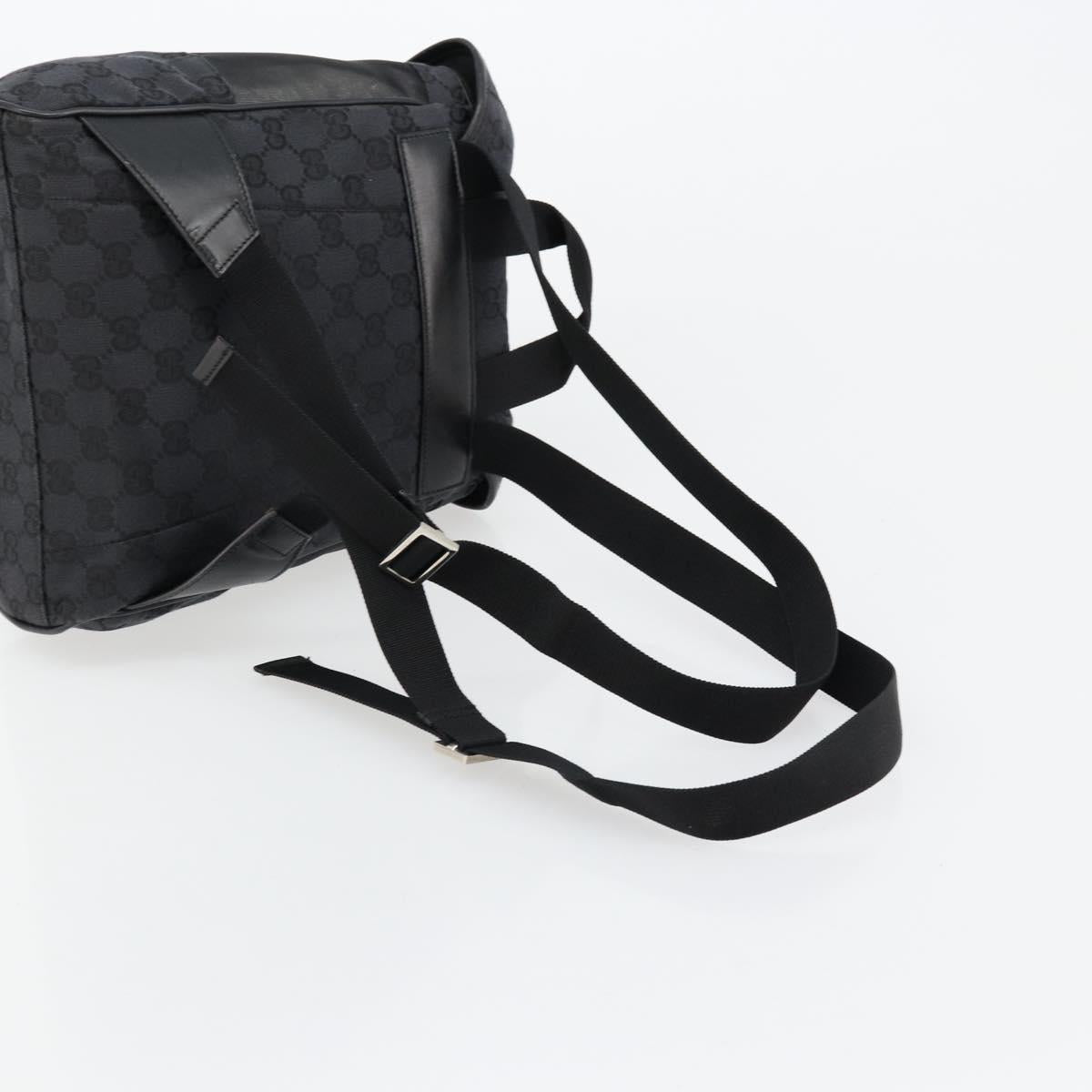 GUCCI GG Canvas Backpack Black Silver 019 0352 Auth 177495A
