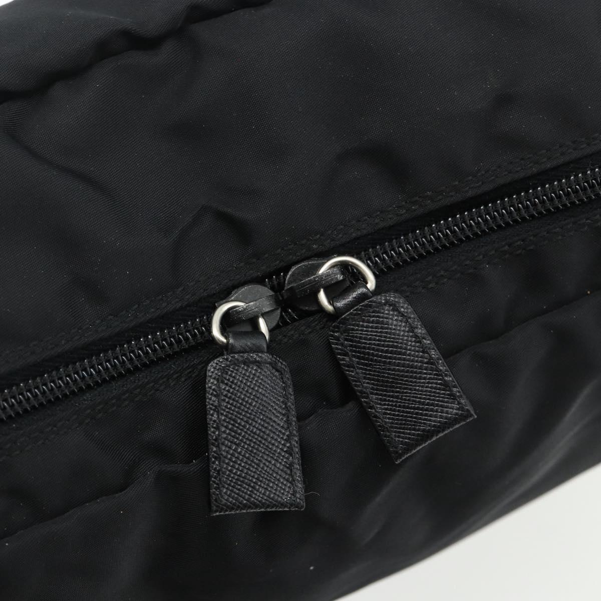 PRADA Pouch Nylon Silver Black Auth 177496A