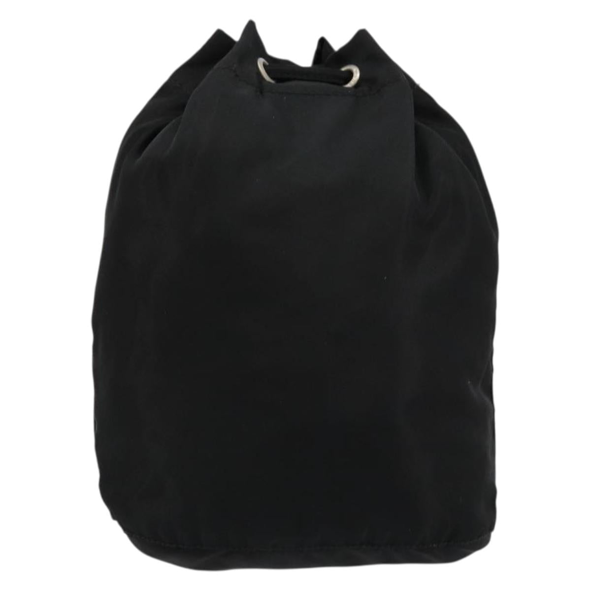 PRADA Purse Pouch Nylon Black Silver Auth 177497A