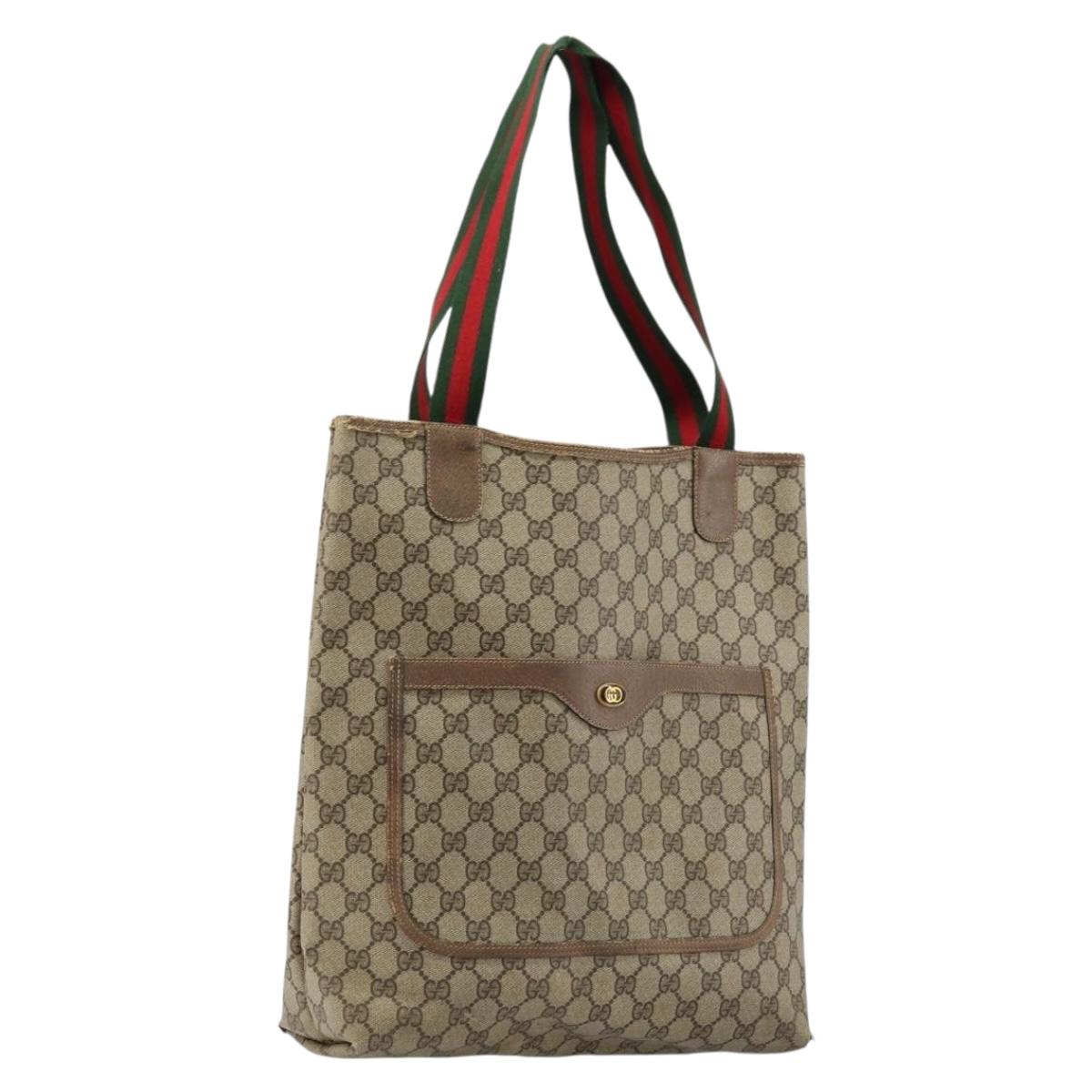 GUCCI GG Supreme Web Sherry Line Bag PVC Beige Red Green 39 02 003 Auth 177501