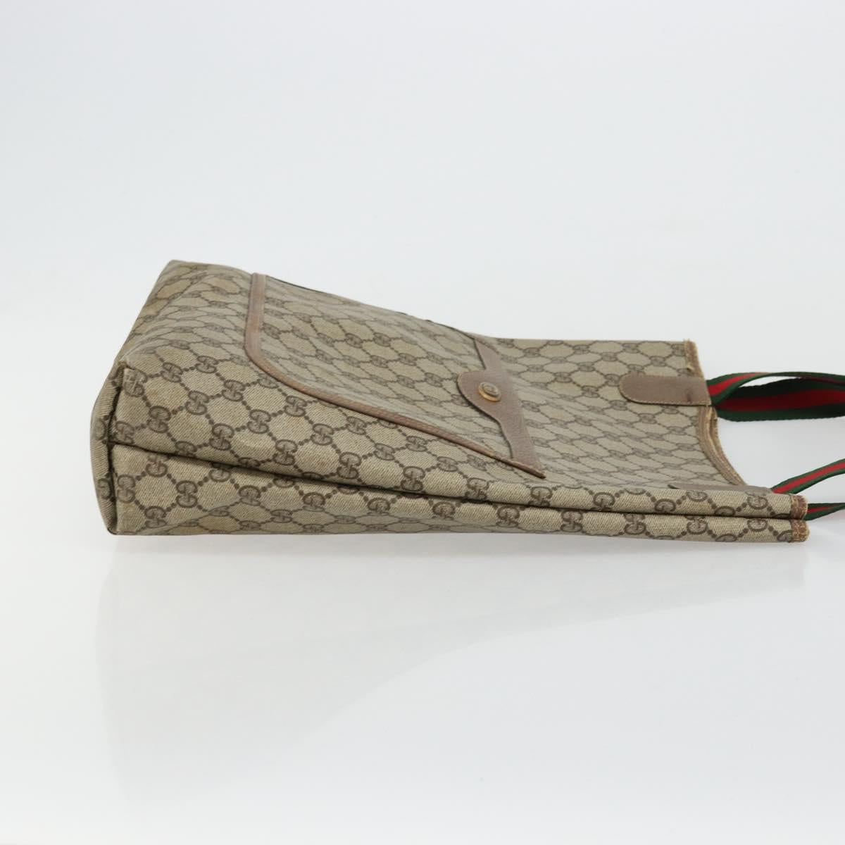 GUCCI GG Supreme Web Sherry Line Bag PVC Beige Red Green 39 02 003 Auth 177501