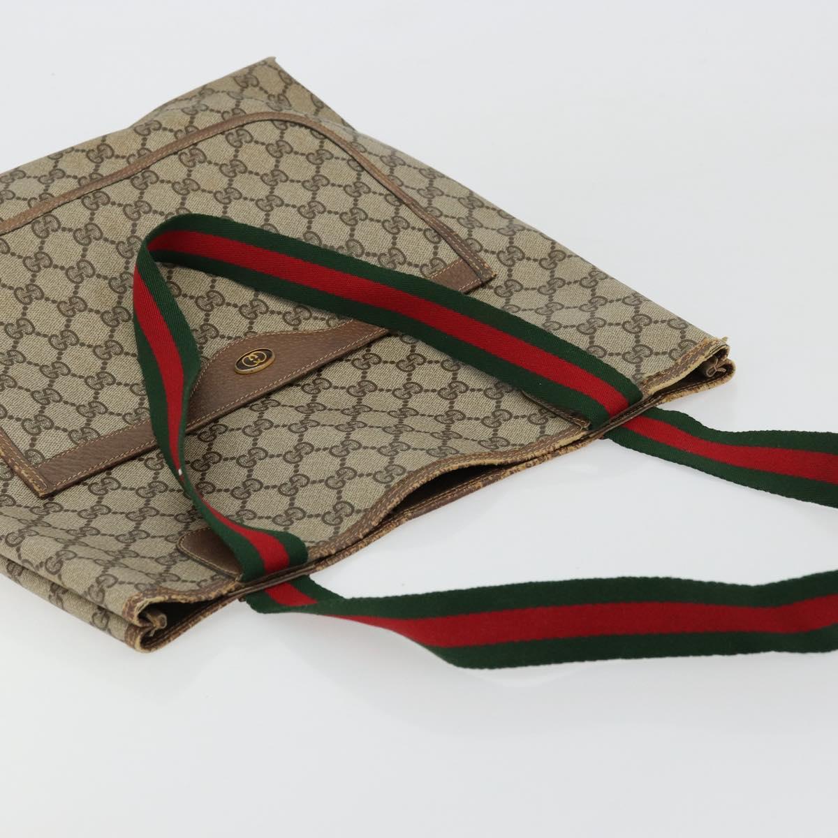 GUCCI GG Supreme Web Sherry Line Bag PVC Beige Red Green 39 02 003 Auth 177501