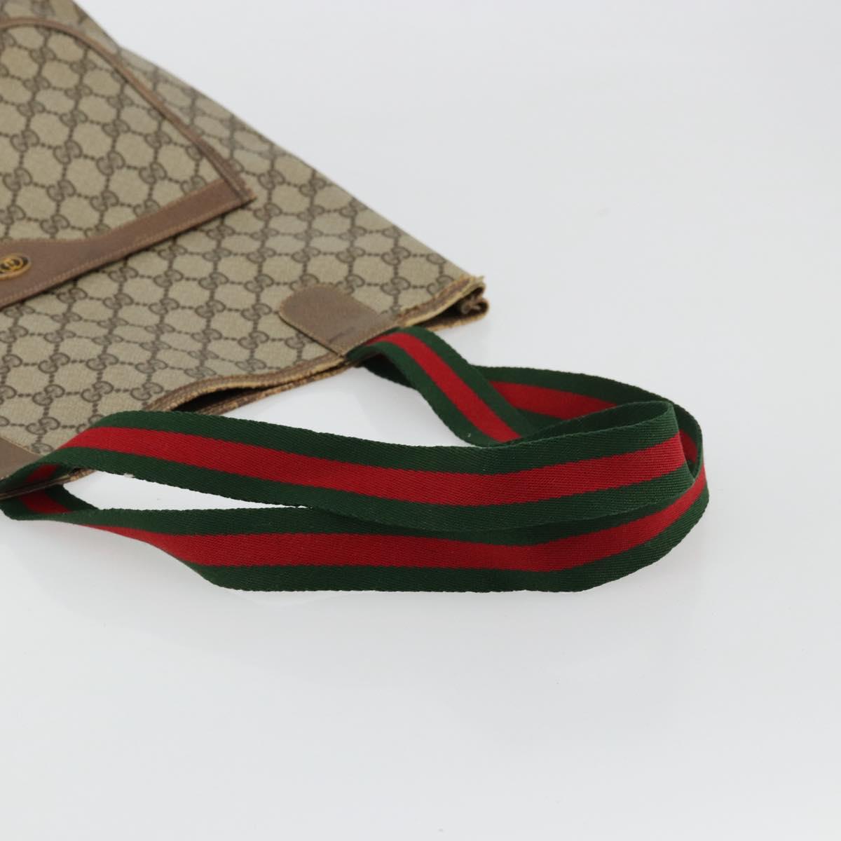 GUCCI GG Supreme Web Sherry Line Bag PVC Beige Red Green 39 02 003 Auth 177501