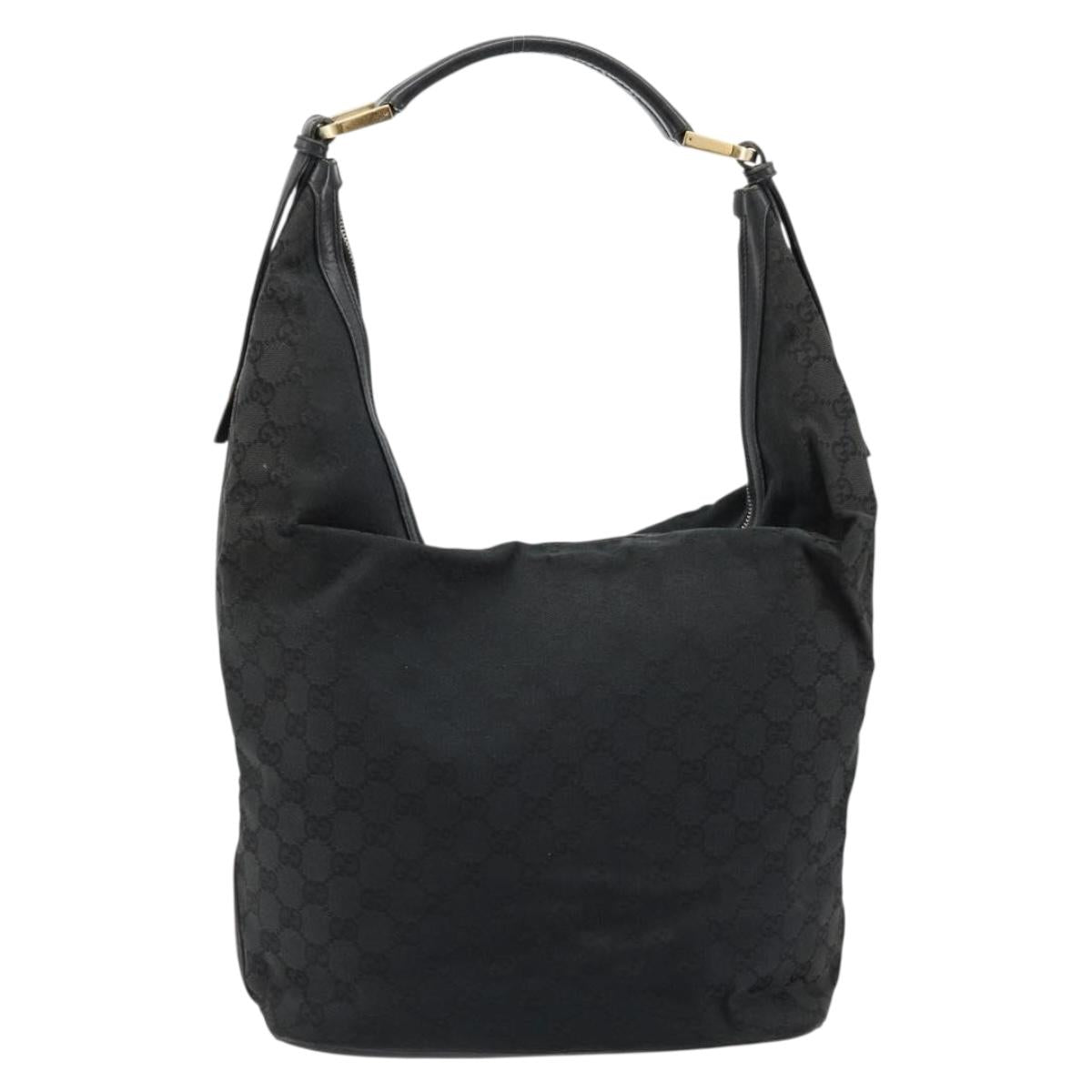 GUCCI GG Canvas Shoulder Bag Black Silver 001 4287 Auth 177507