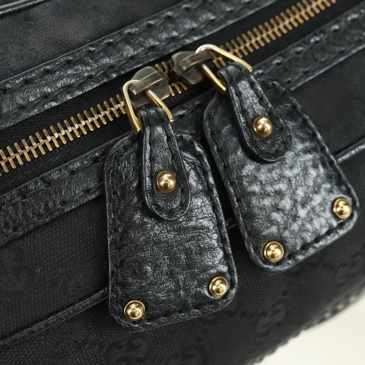 GUCCI GG Canvas Hand Bag Black Gold 211967 Auth 177510V