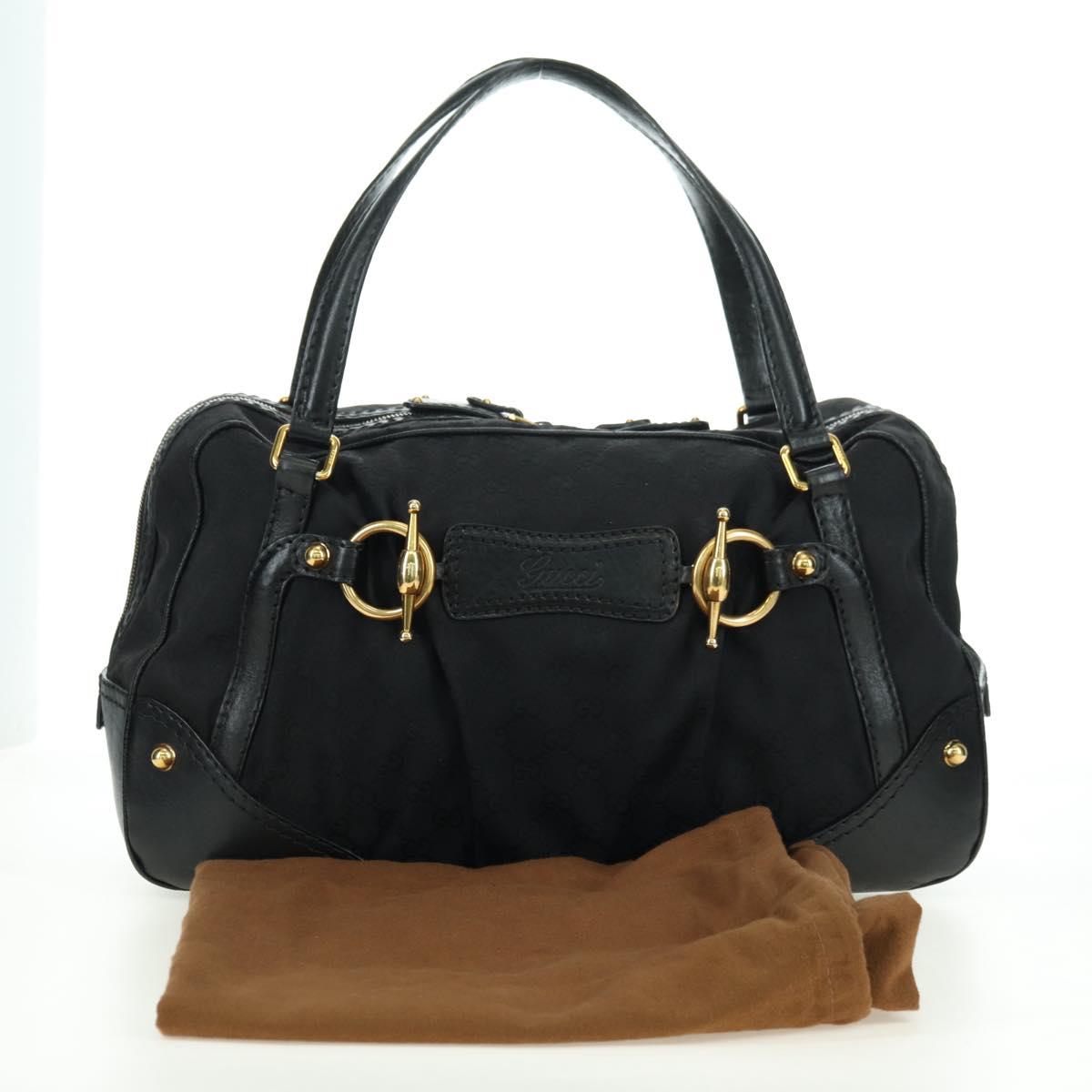 GUCCI GG Canvas Hand Bag Black Gold 211967 Auth 177510V