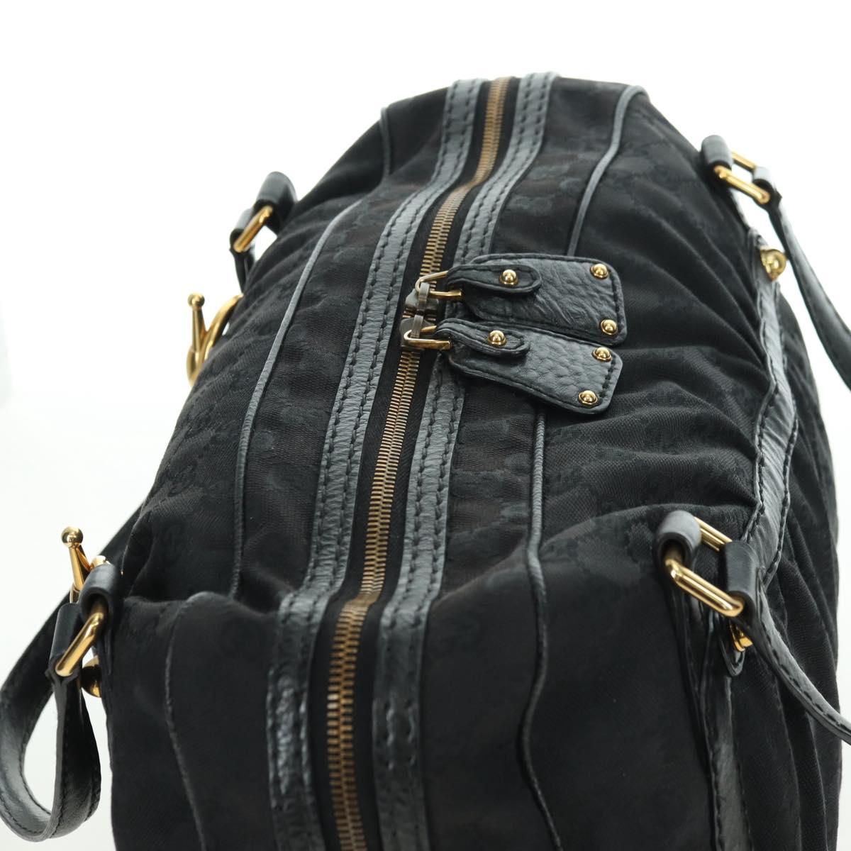 GUCCI GG Canvas Hand Bag Black Gold 211967 Auth 177510V