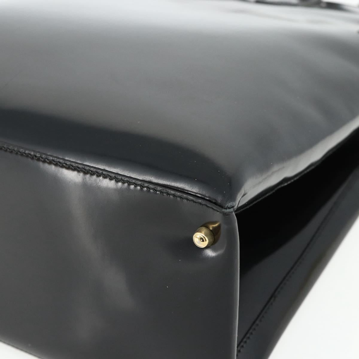 GUCCI Hand Bag Patent leather Black Gold 002 2265 0407 Auth 177511