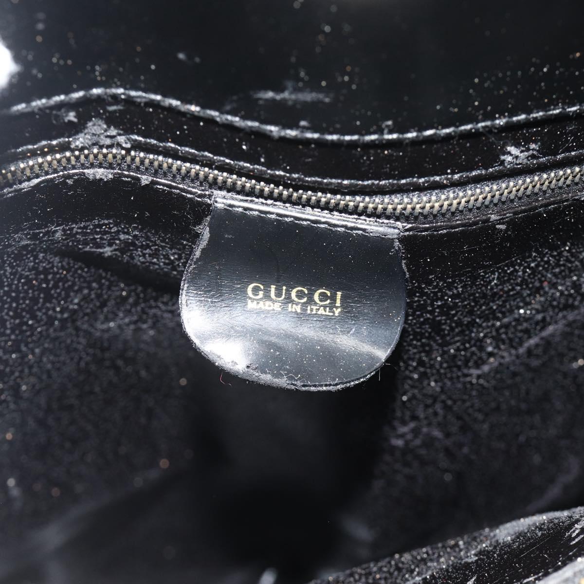 GUCCI Hand Bag Patent leather Black Gold 002 2265 0407 Auth 177511