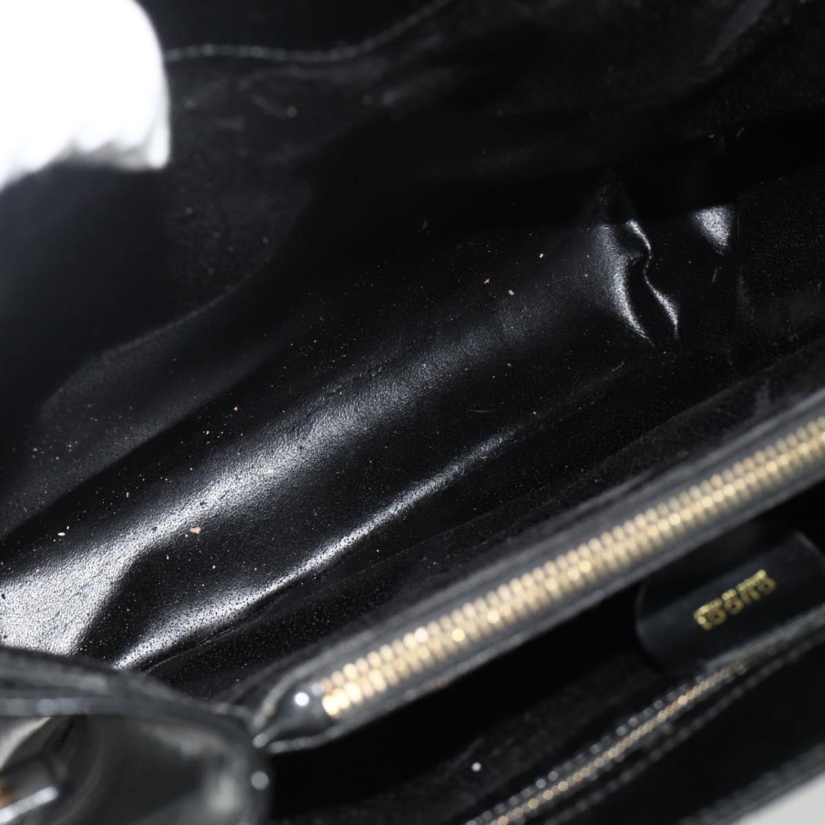 GUCCI Hand Bag Patent leather Black Gold 002 2265 0407 Auth 177511