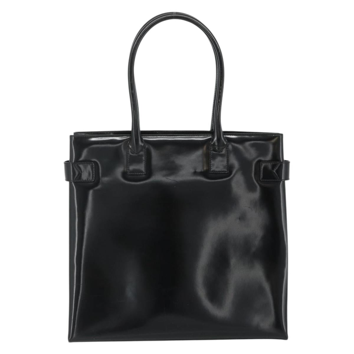 GUCCI Hand Bag Patent leather Black Gold 002 2265 0407 Auth 177511