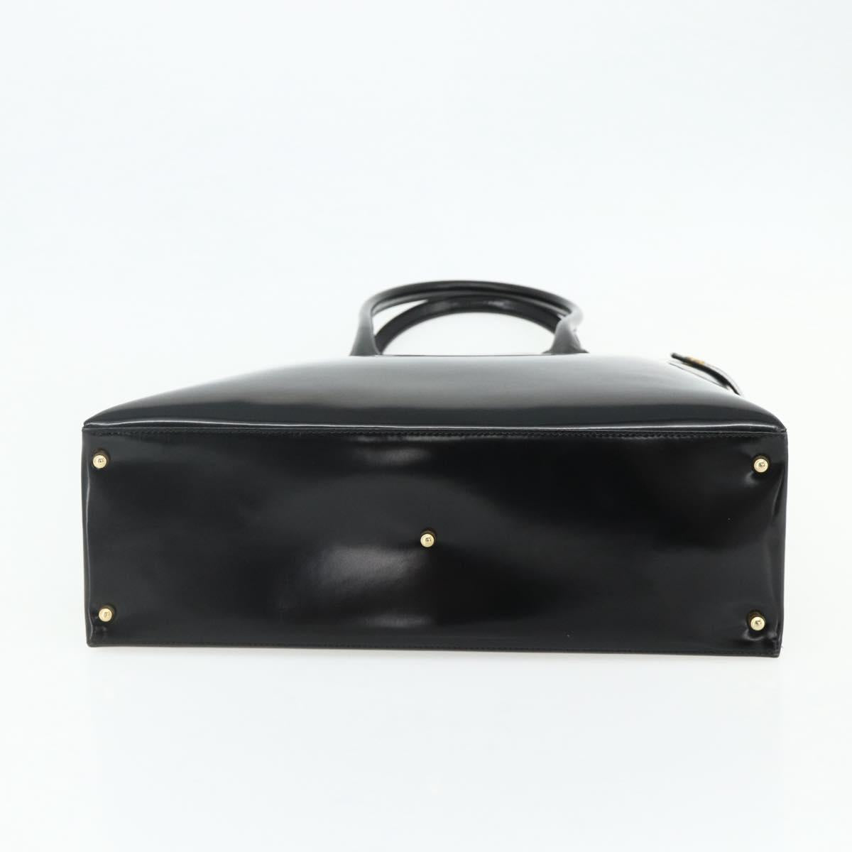 GUCCI Hand Bag Patent leather Black Gold 002 2265 0407 Auth 177511