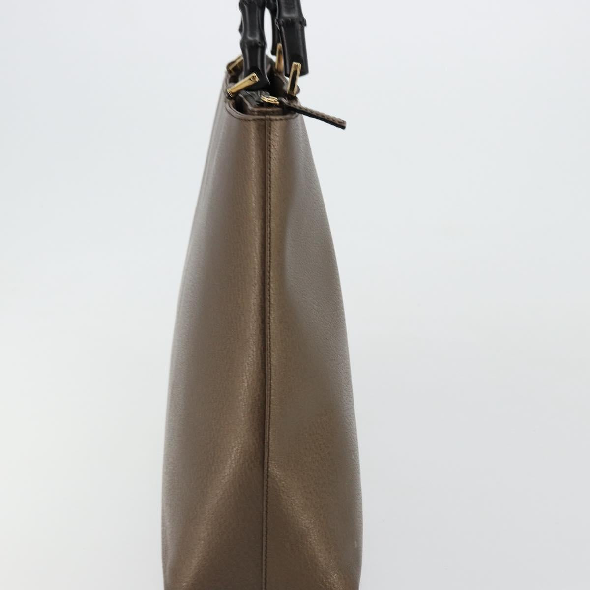 GUCCI Bamboo Hand Bag Leather Bronze Gold 002 2122 0507 Auth 177512