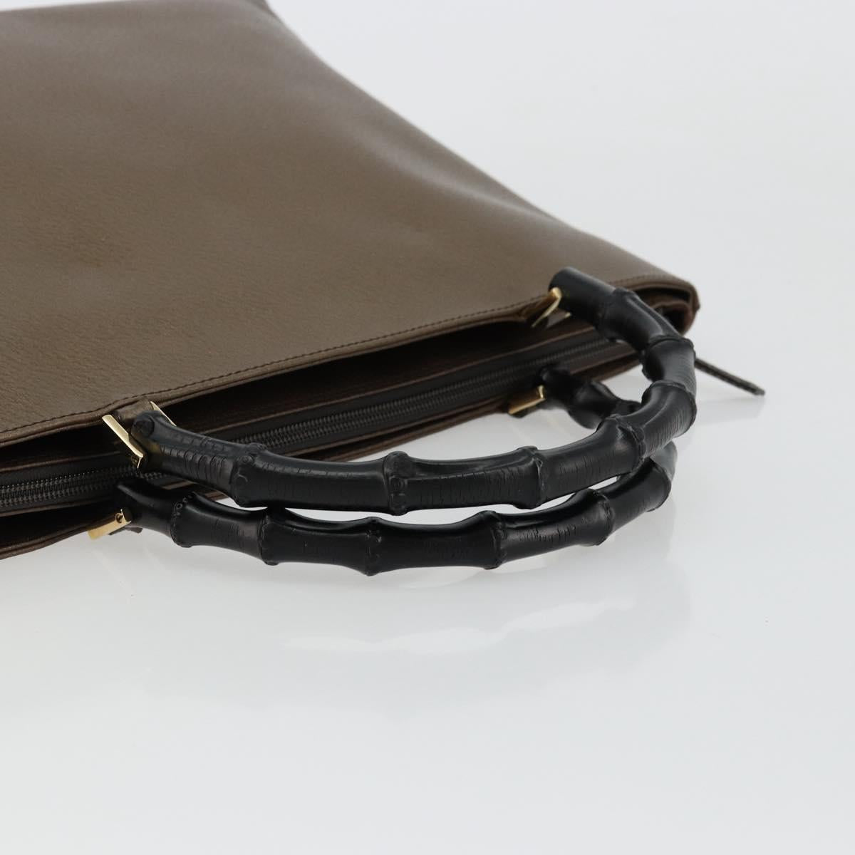 GUCCI Bamboo Hand Bag Leather Bronze Gold 002 2122 0507 Auth 177512