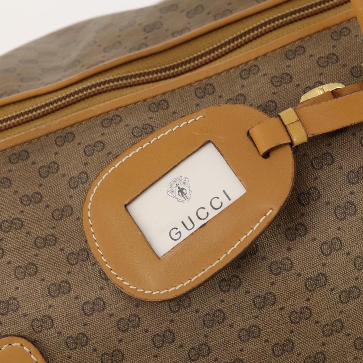 GUCCI Micro GG Supreme Boston Bag PVC Beige Gold Auth 177515