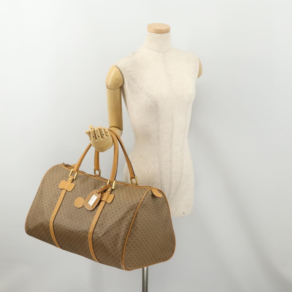 GUCCI Micro GG Supreme Boston Bag PVC Beige Gold Auth 177515
