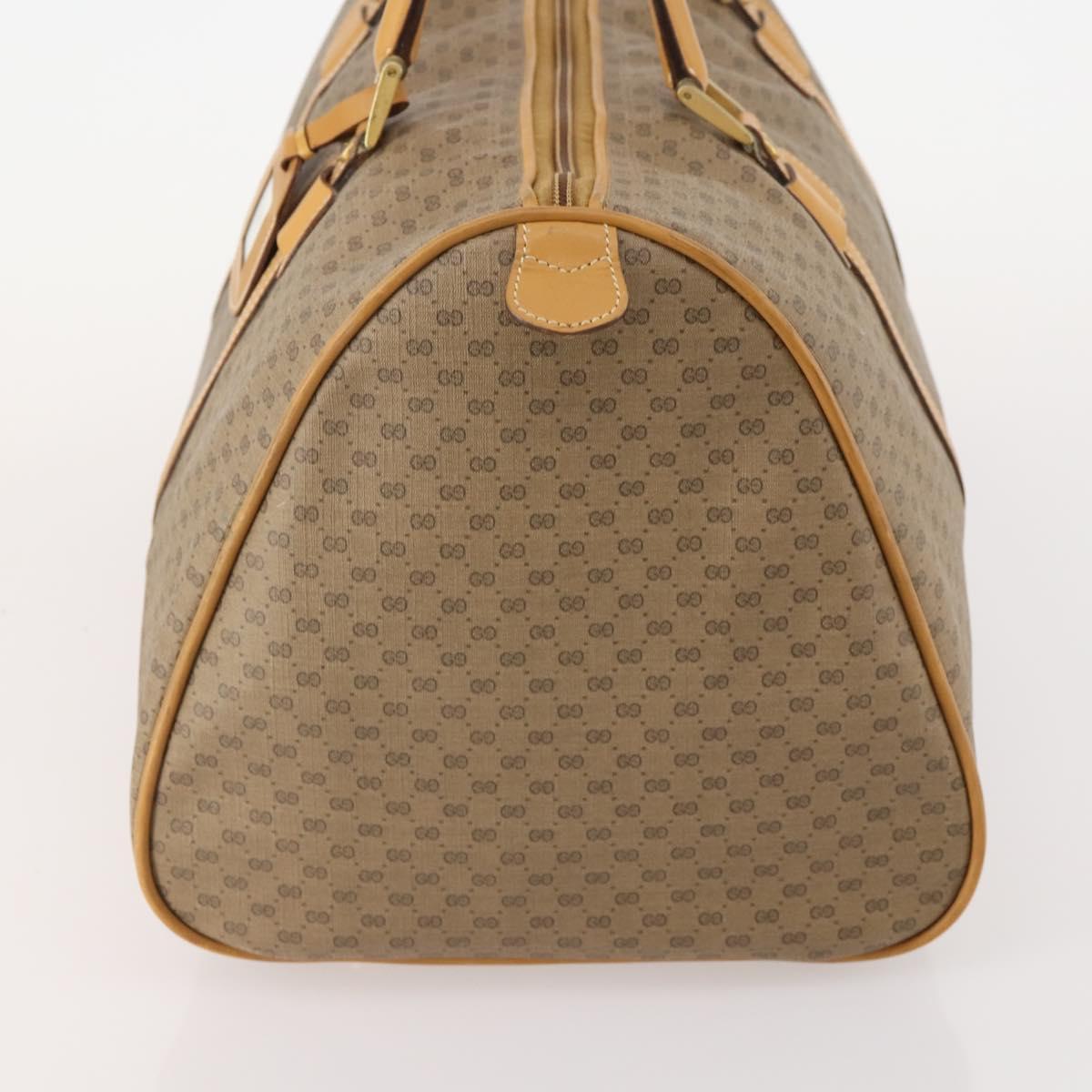 GUCCI Micro GG Supreme Boston Bag PVC Beige Gold Auth 177515