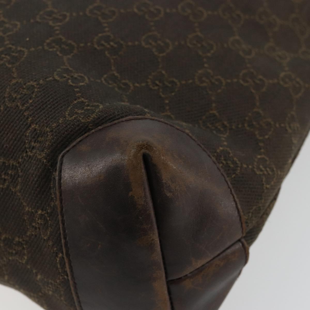 GUCCI GG Canvas Tote Bag Brown Silver 28892 Auth 177516