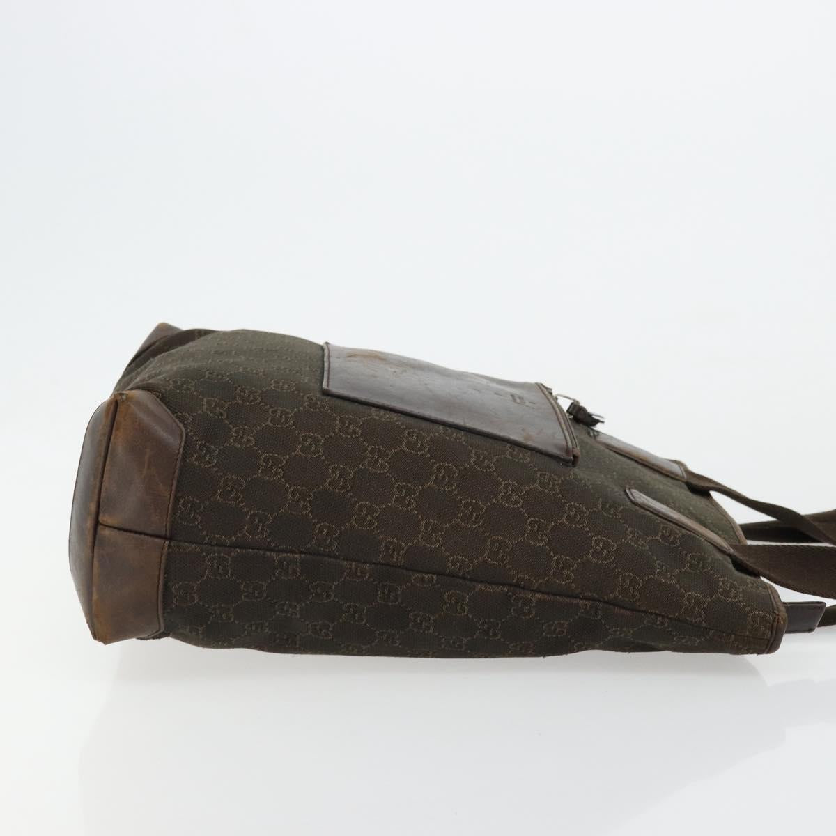 GUCCI GG Canvas Tote Bag Brown Silver 28892 Auth 177516