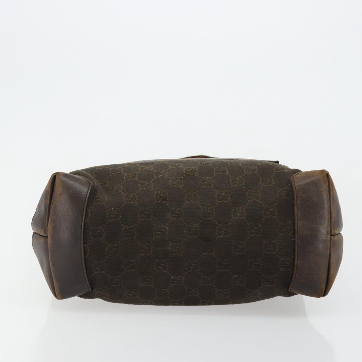GUCCI GG Canvas Tote Bag Brown Silver 28892 Auth 177516