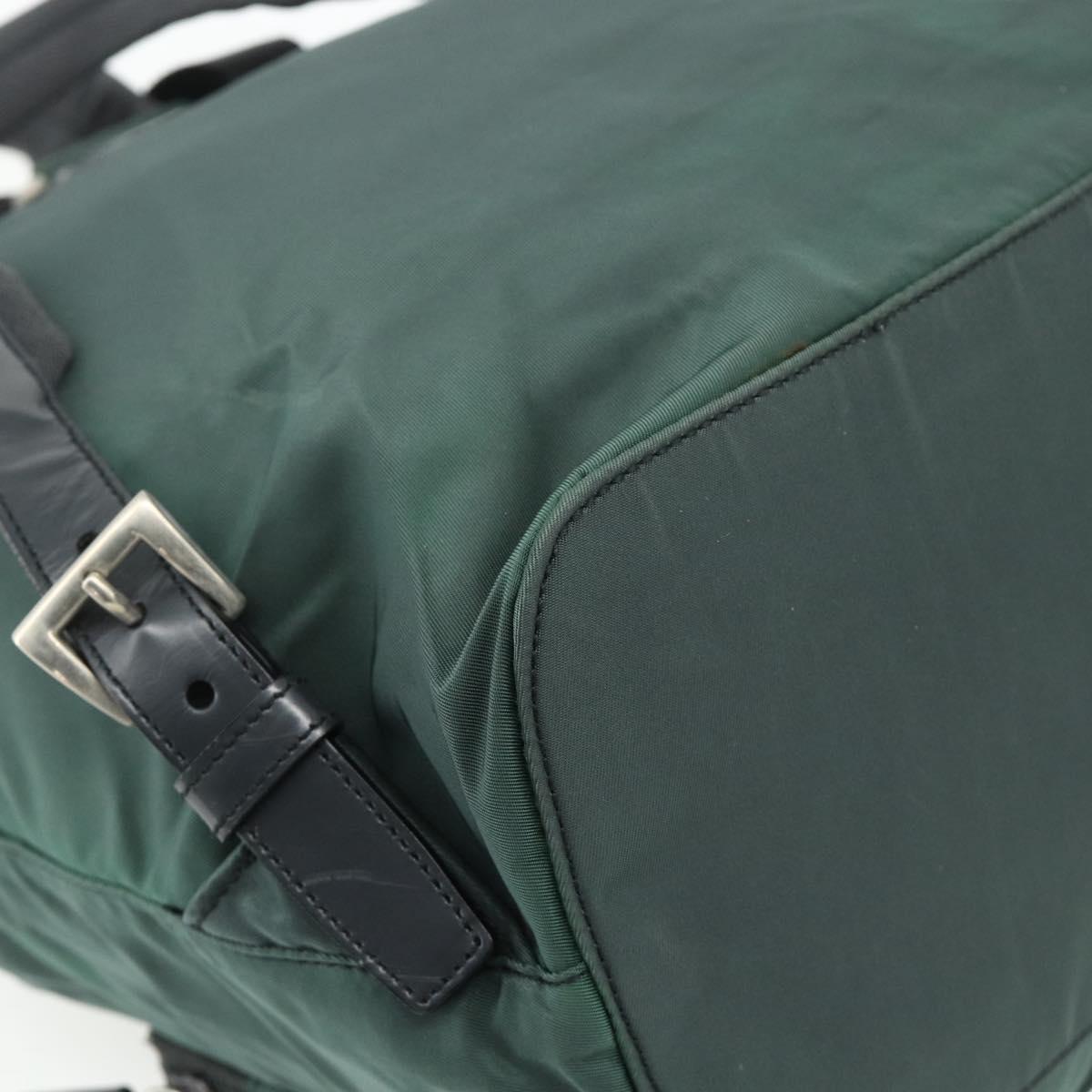 PRADA Backpack Nylon Green Silver Auth 177517