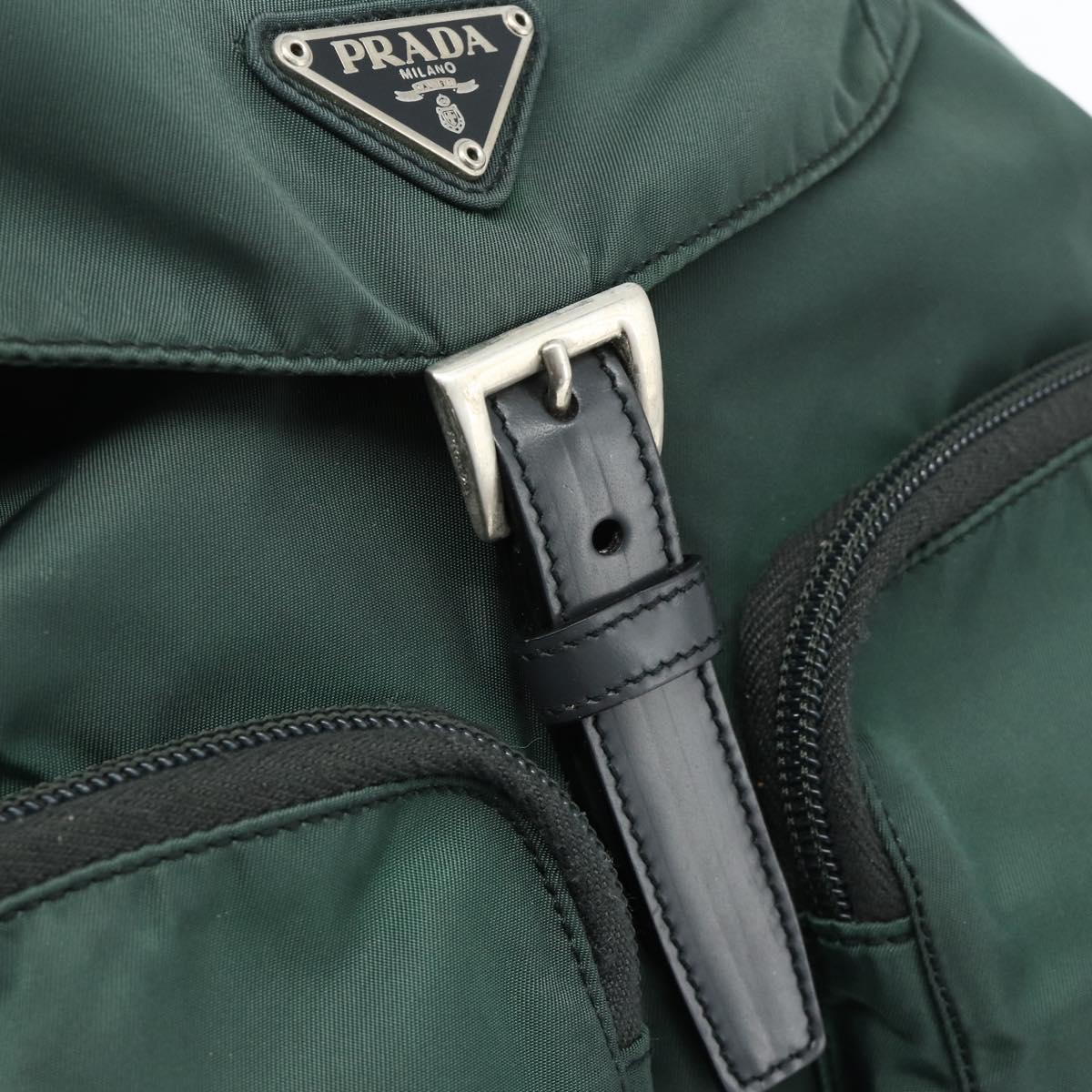 PRADA Backpack Nylon Green Silver Auth 177517