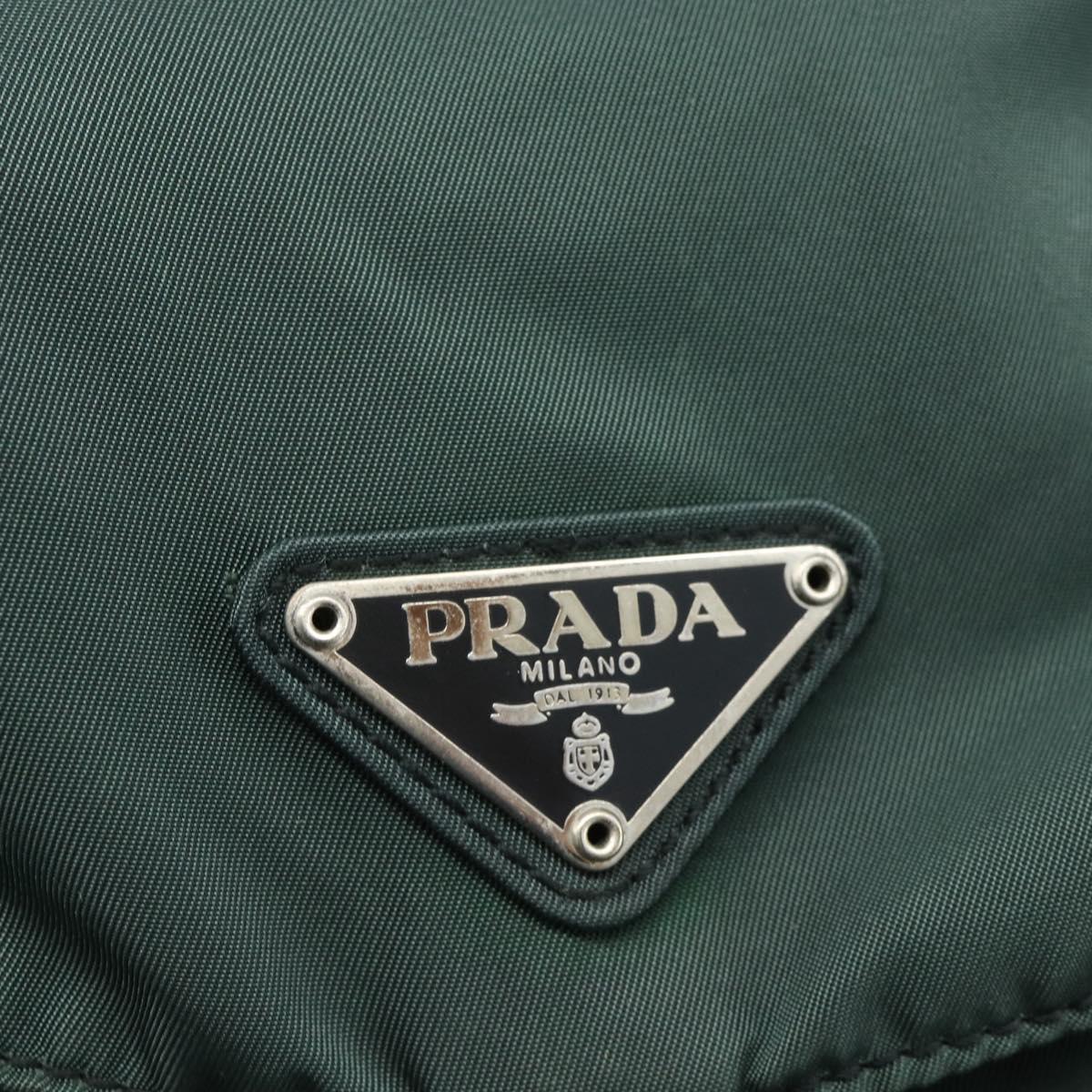 PRADA Backpack Nylon Green Silver Auth 177517