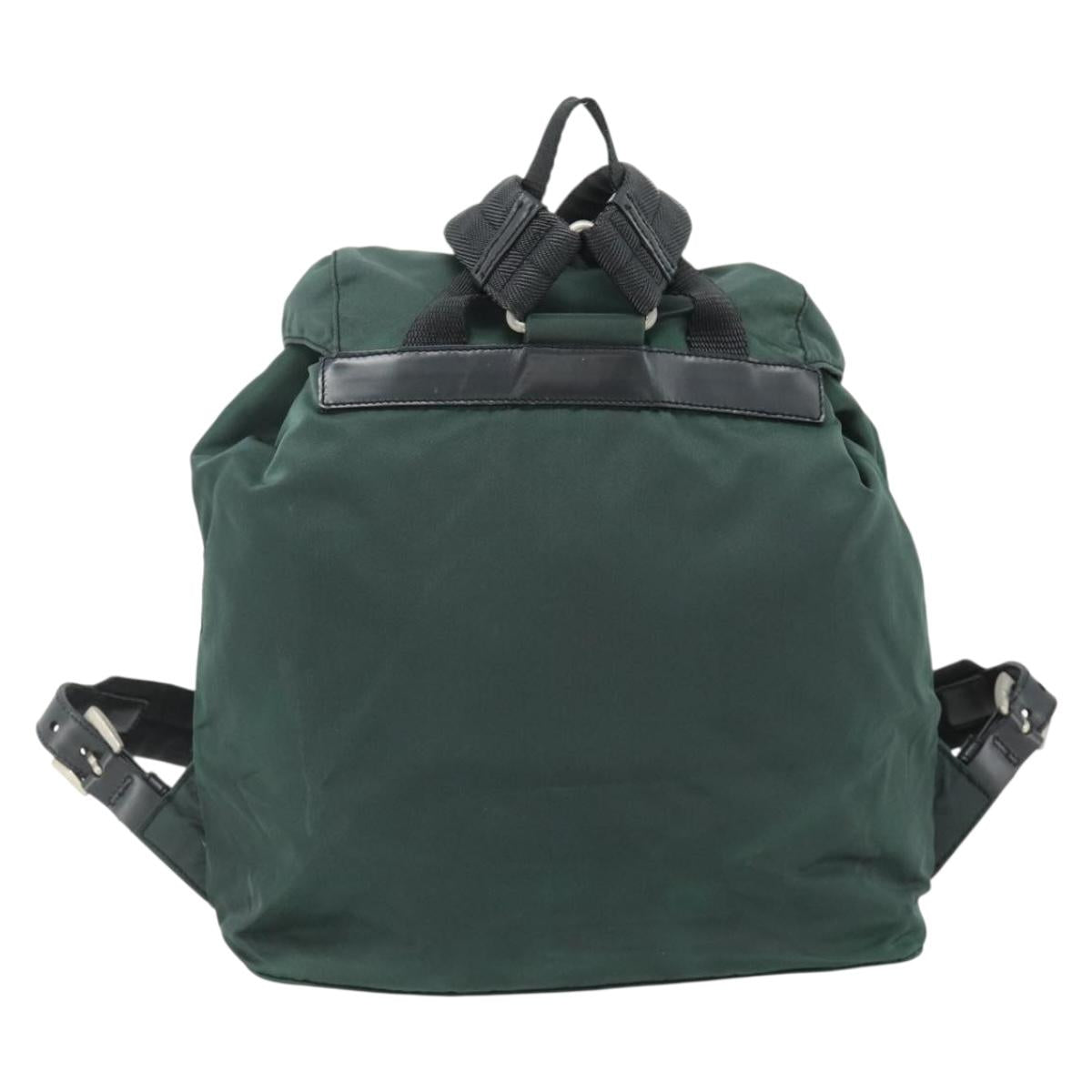 PRADA Backpack Nylon Green Silver Auth 177517