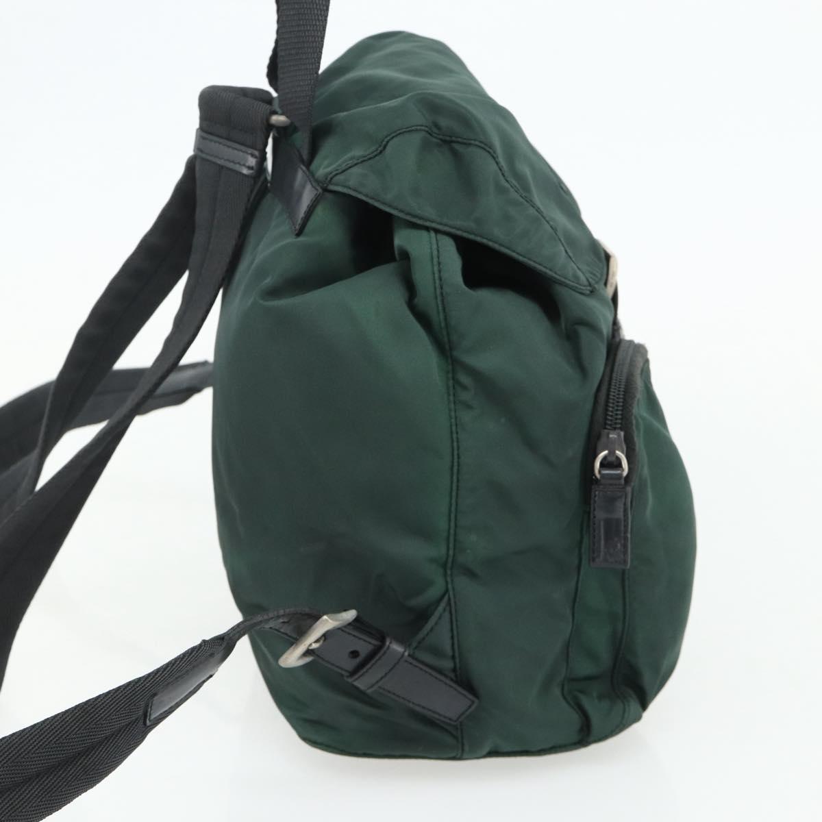 PRADA Backpack Nylon Green Silver Auth 177517