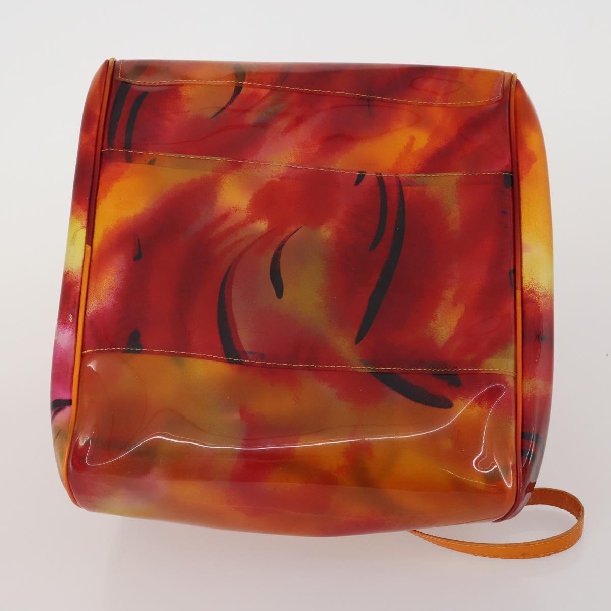 Christian Dior Hand Bag Vinyl Orange Auth 177521