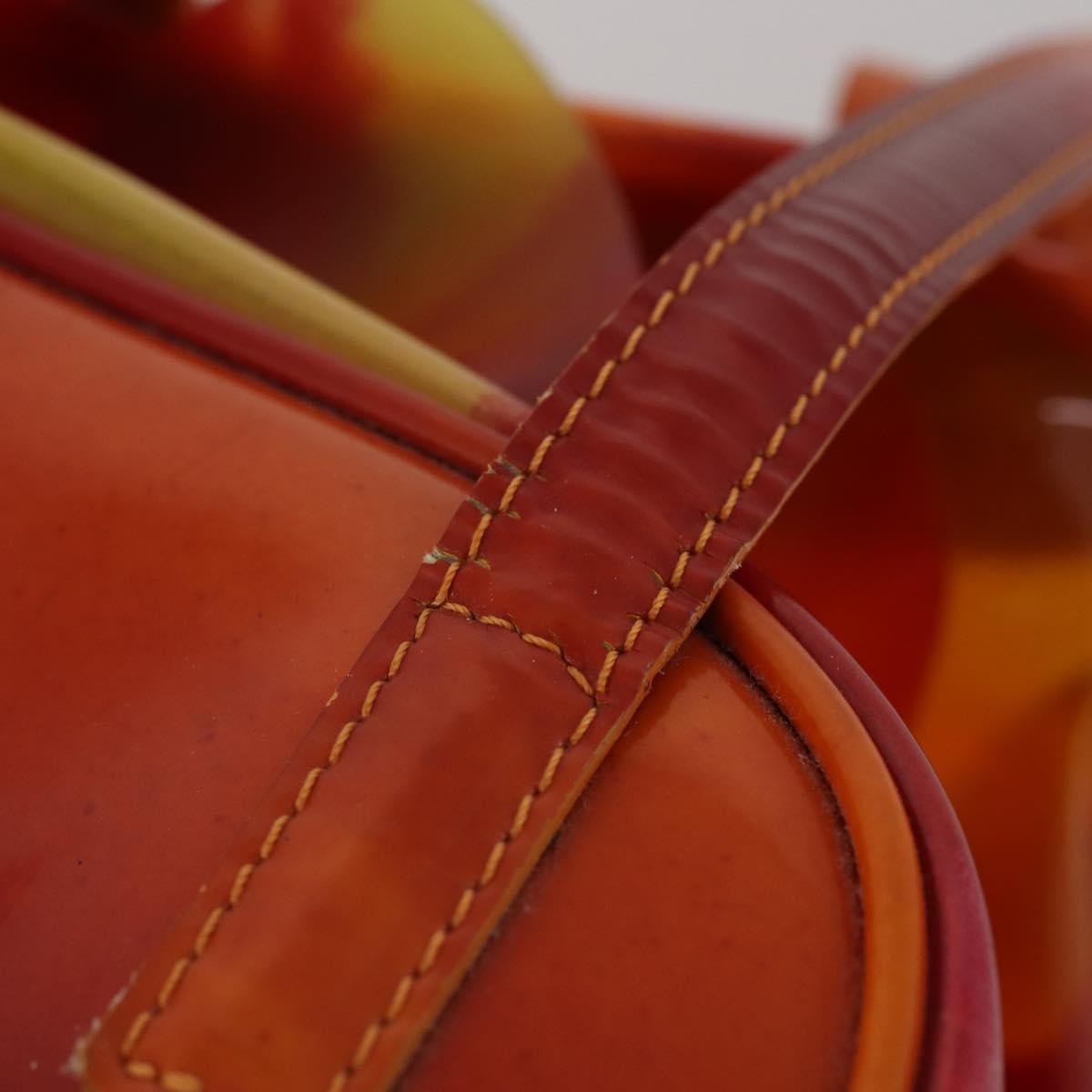 Christian Dior Hand Bag Vinyl Orange Auth 177521
