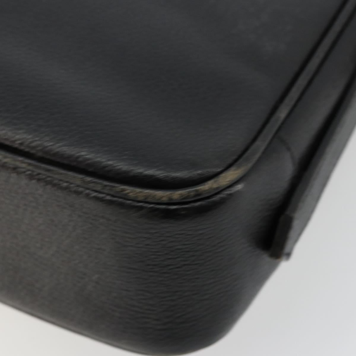 SAINT LAURENT Shoulder Bag Leather Black Gold Auth 177530