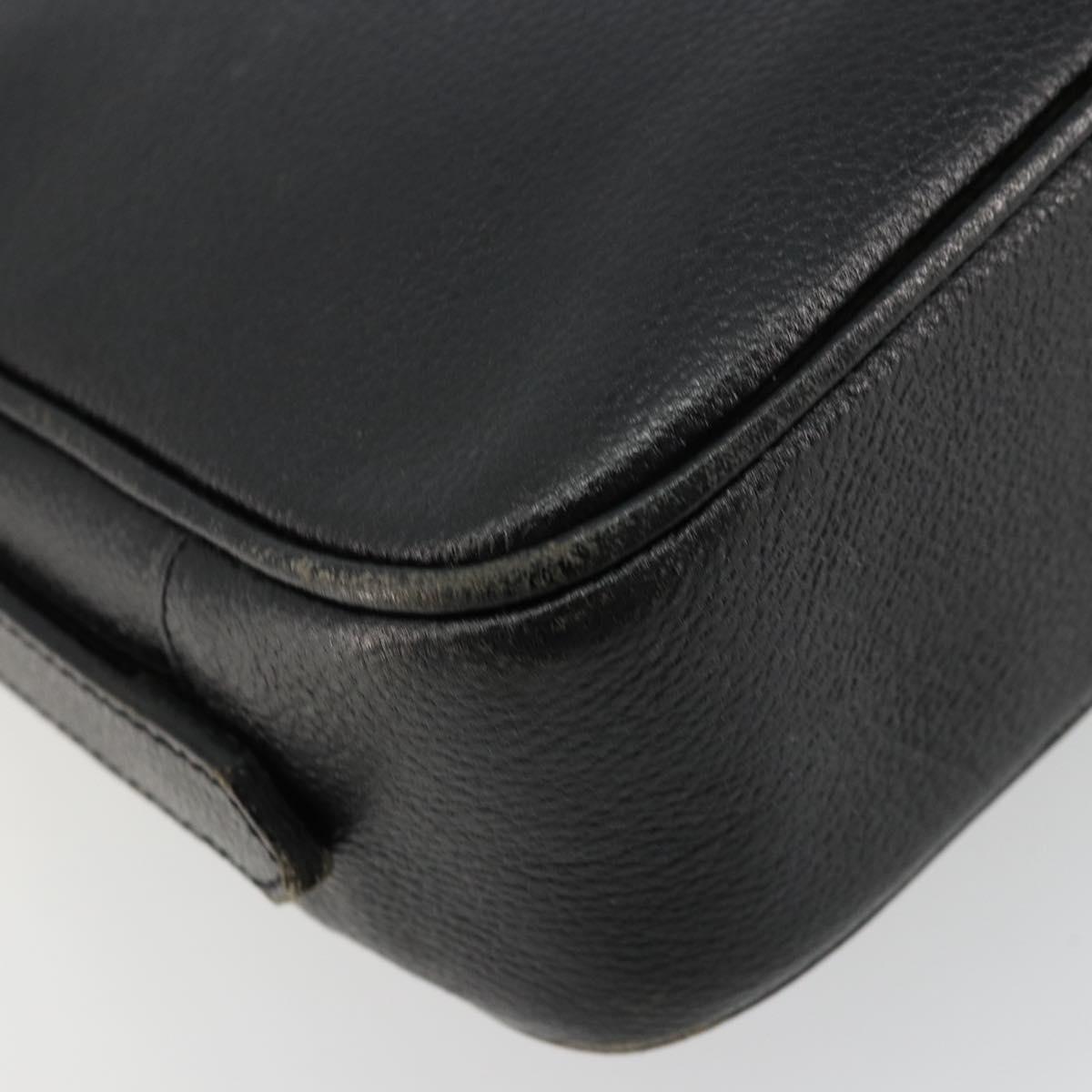 SAINT LAURENT Shoulder Bag Leather Black Gold Auth 177530