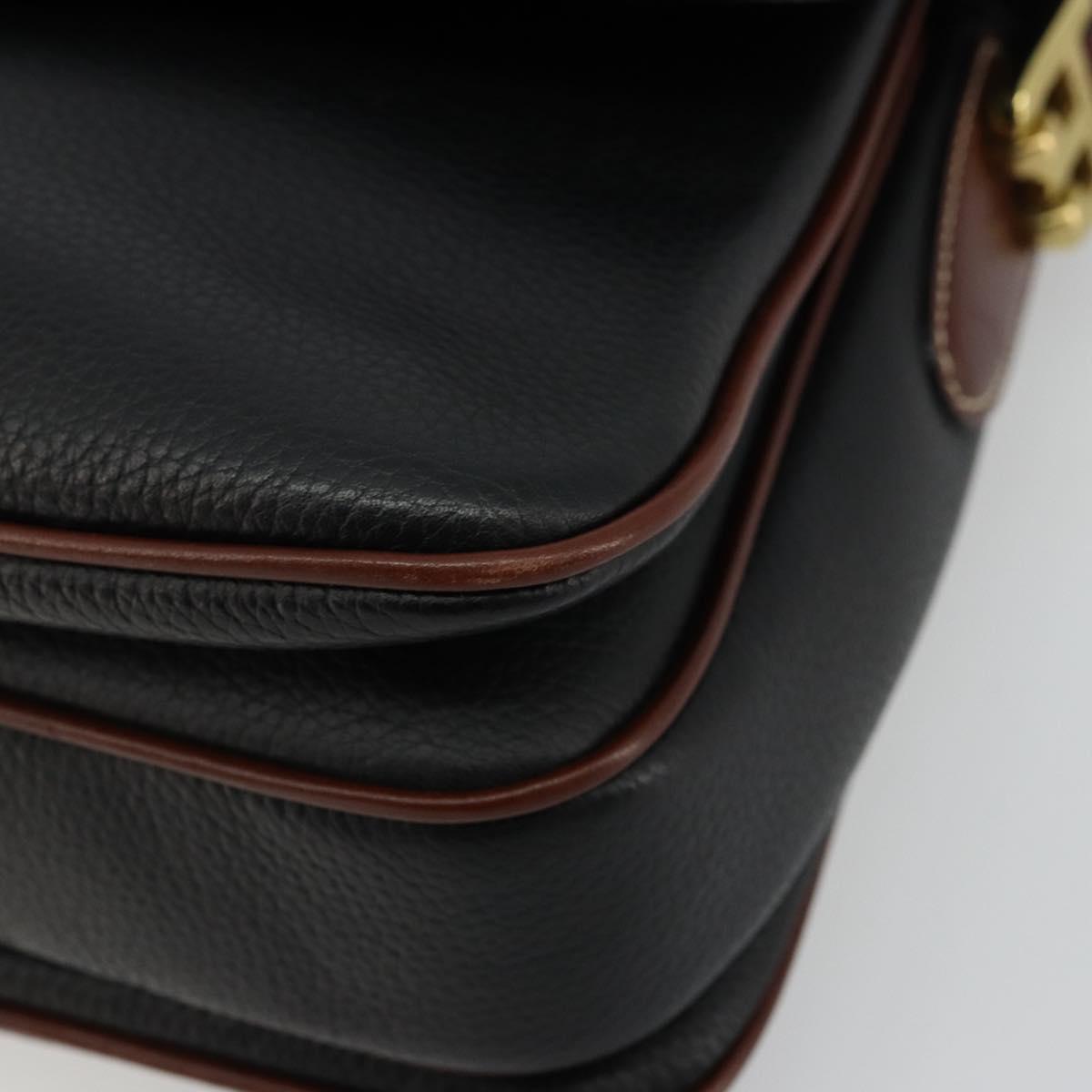BALLY Shoulder Bag Leather Black Gold Auth 177531A