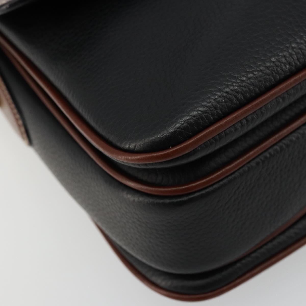 BALLY Shoulder Bag Leather Black Gold Auth 177531A