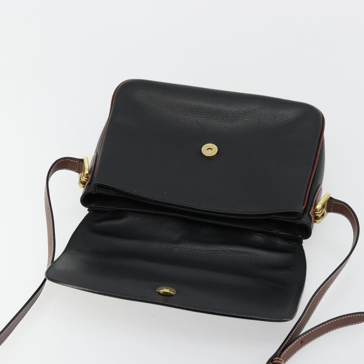 BALLY Shoulder Bag Leather Black Gold Auth 177531A