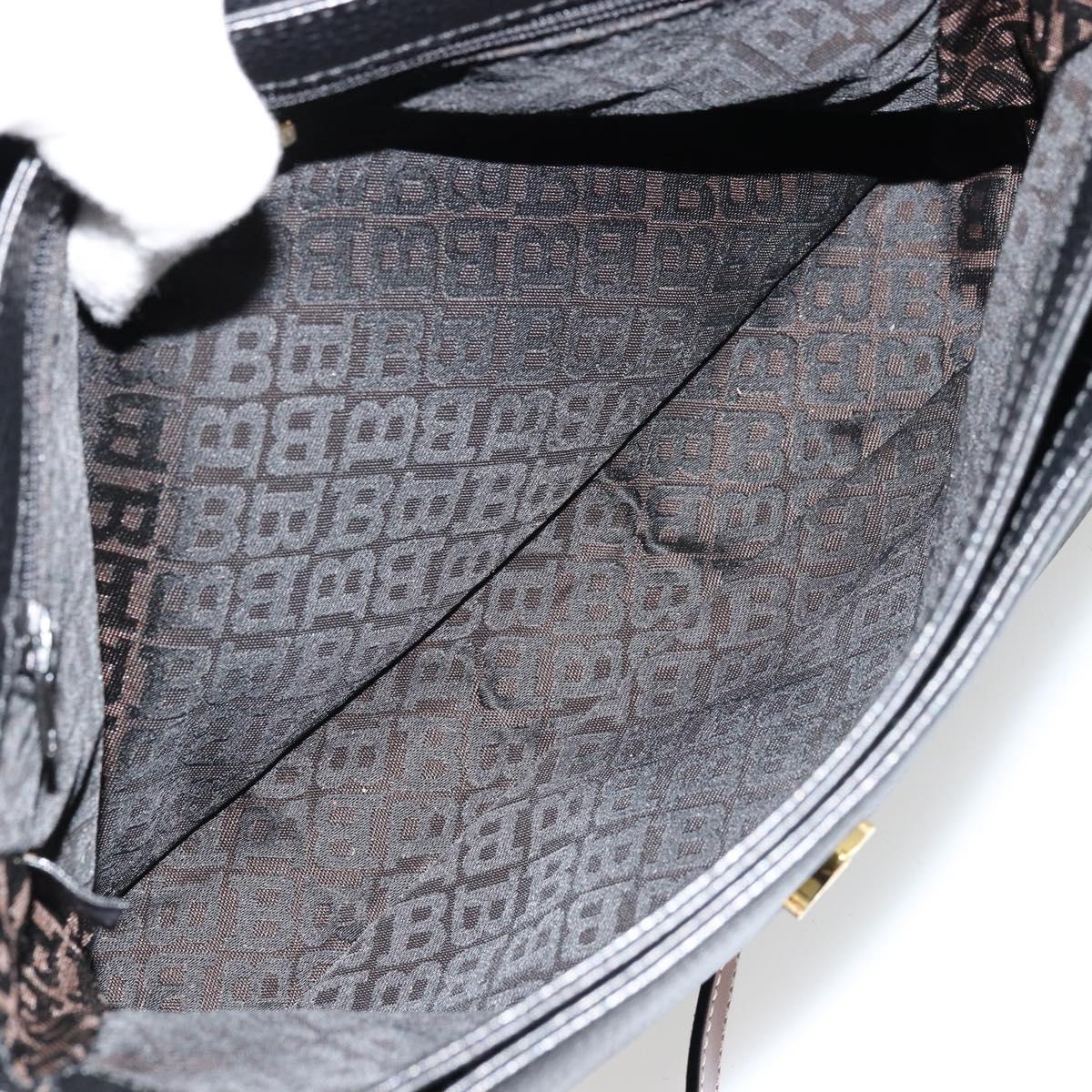 BALLY Shoulder Bag Leather Black Gold Auth 177531A