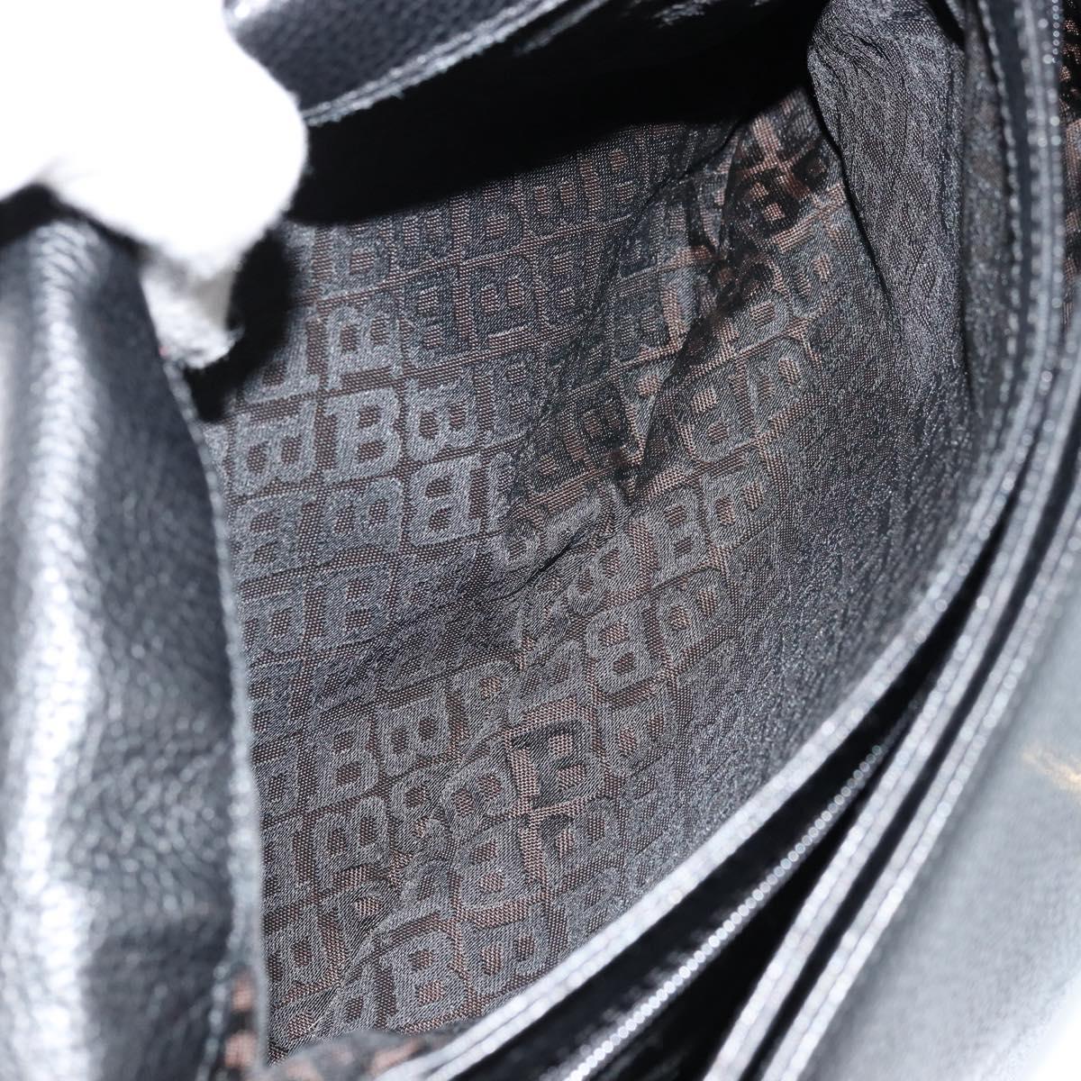 BALLY Shoulder Bag Leather Black Gold Auth 177531A