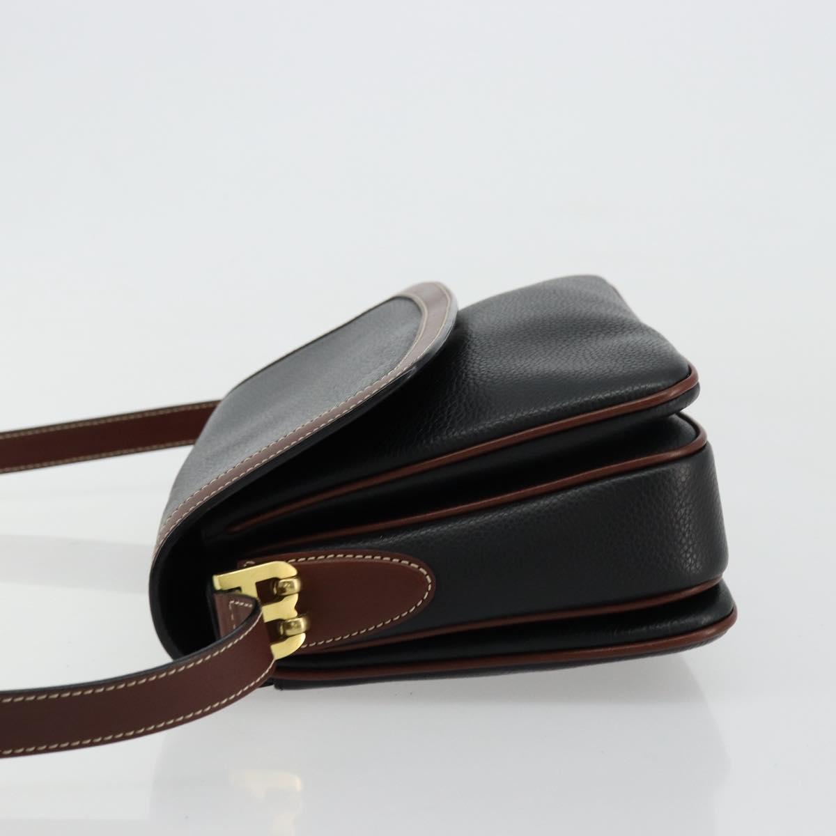 BALLY Shoulder Bag Leather Black Gold Auth 177531A