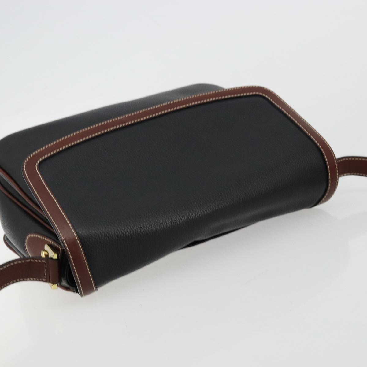 BALLY Shoulder Bag Leather Black Gold Auth 177531A