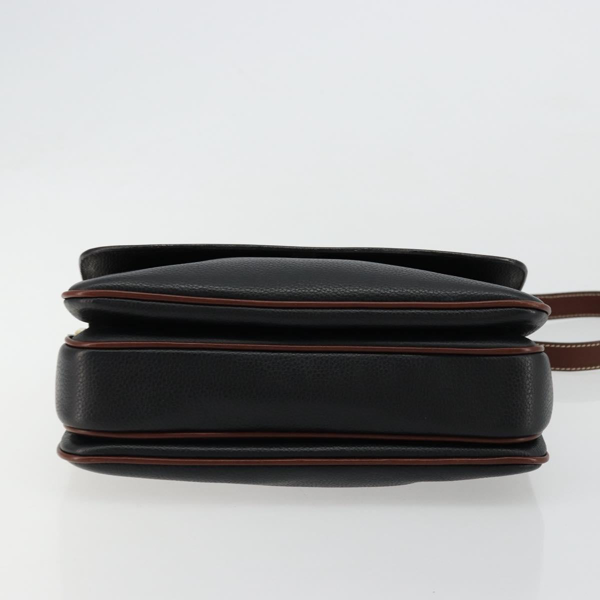 BALLY Shoulder Bag Leather Black Gold Auth 177531A