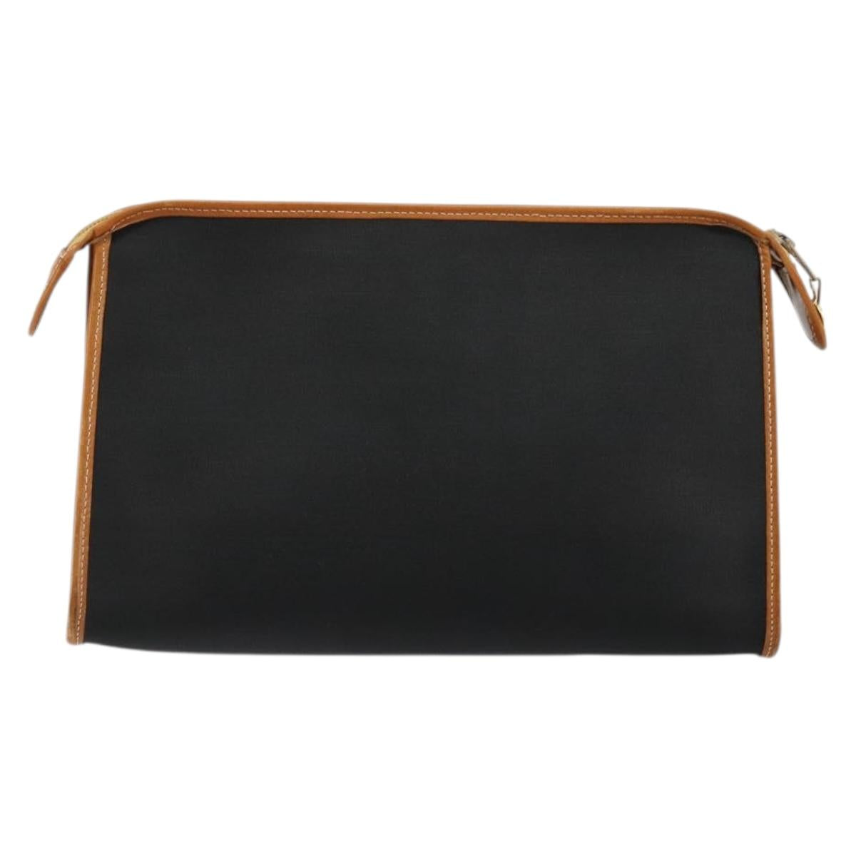 Christian Dior Clutch Bag Coated Canvas Beige Gold Auth 177532