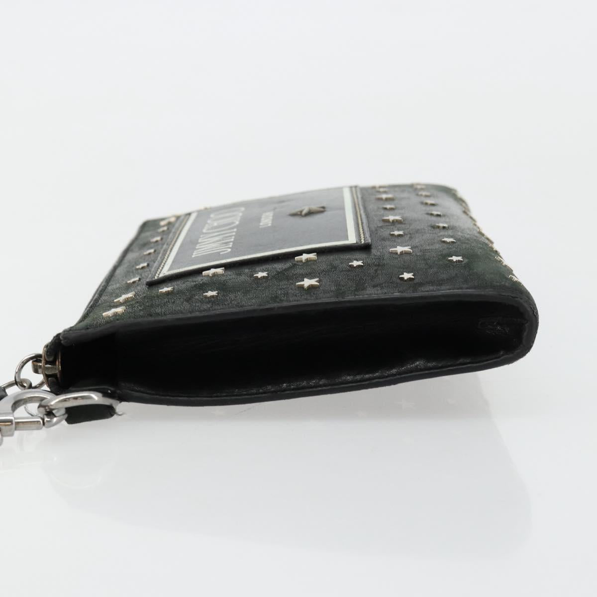 Jimmy Choo Clutch Bag Leather Black Silver Auth 177536