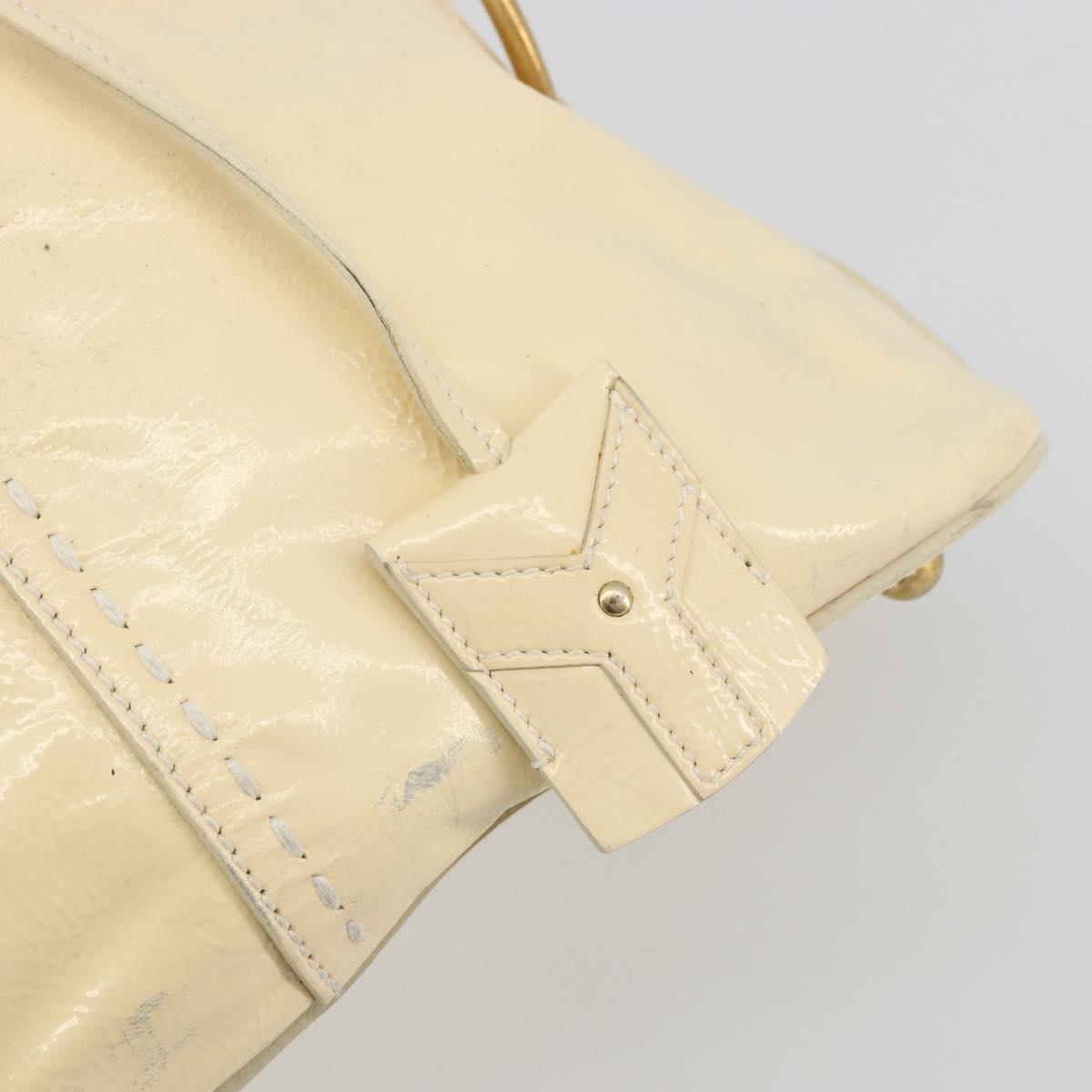 SAINT LAURENT Muse Toe Hand Bag Patent leather Ivory Gold 156464 Auth 177545