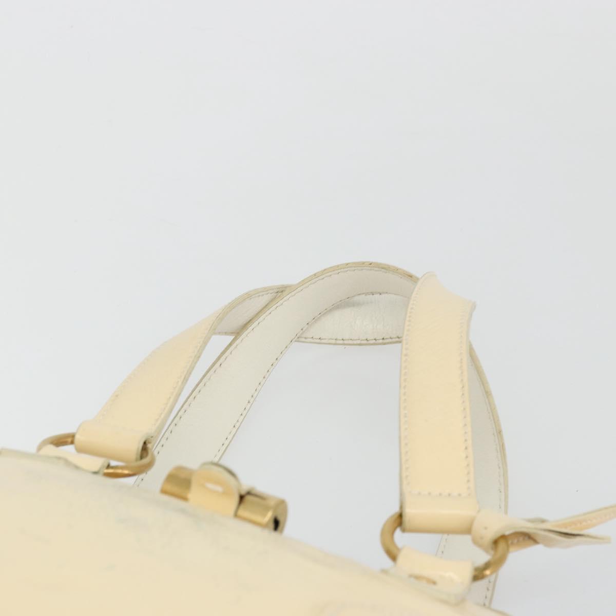 SAINT LAURENT Muse Toe Hand Bag Patent leather Ivory Gold 156464 Auth 177545