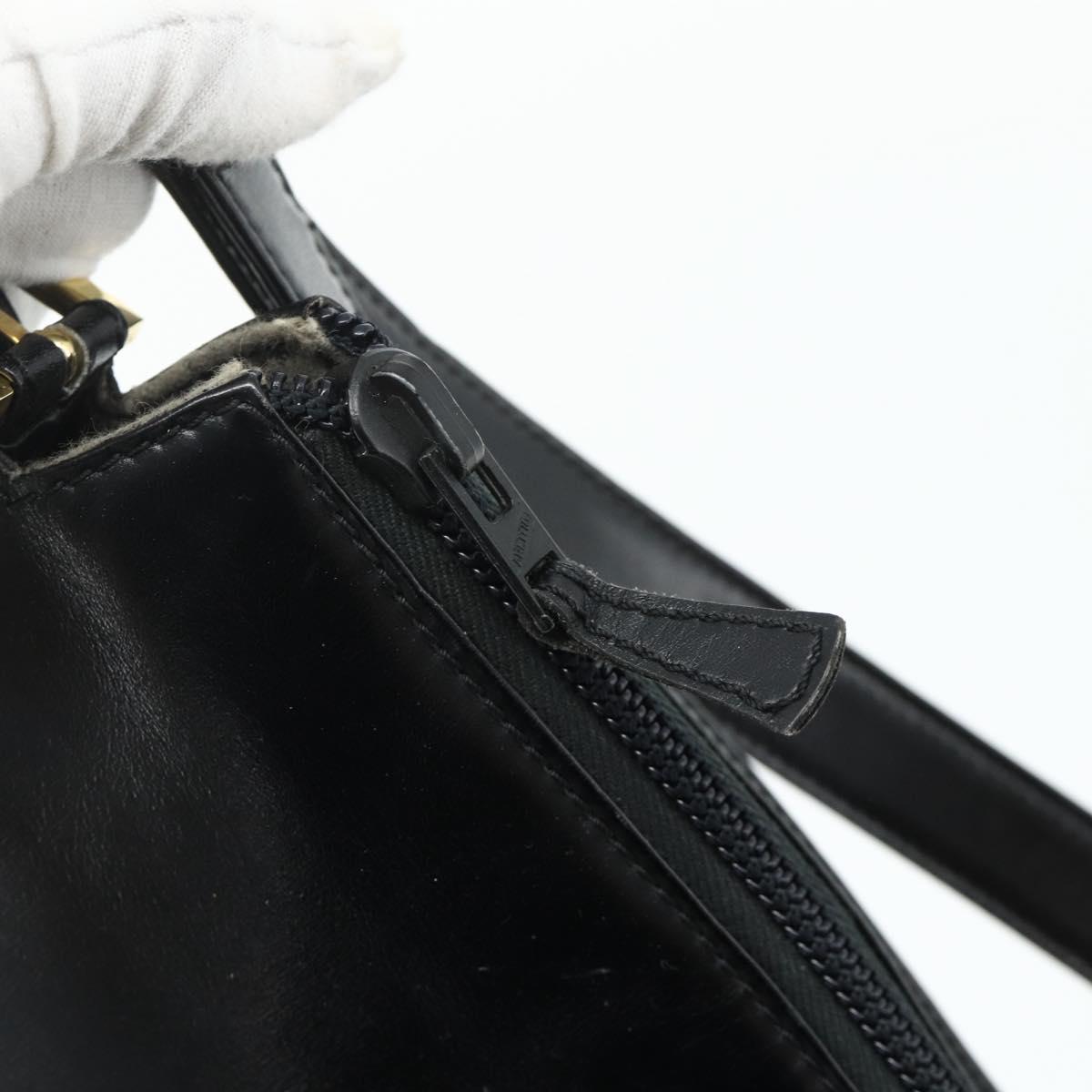 LOEWE Anagram Shoulder Bag Leather Black Gold Auth 177548