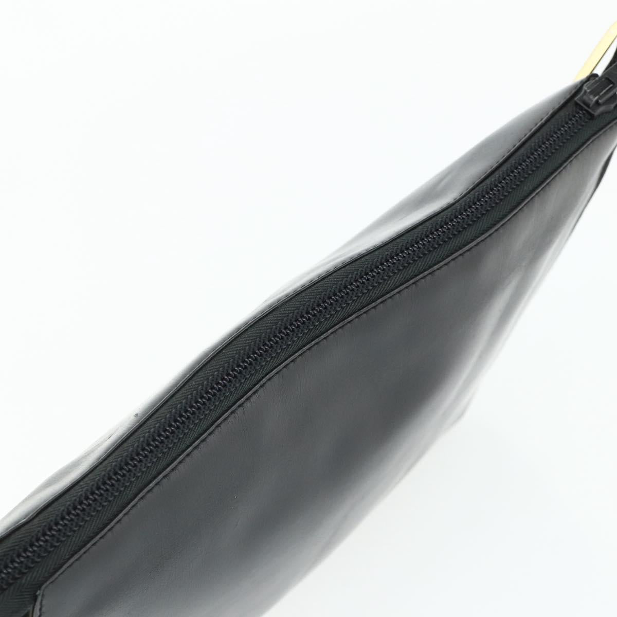 LOEWE Anagram Shoulder Bag Leather Black Gold Auth 177548