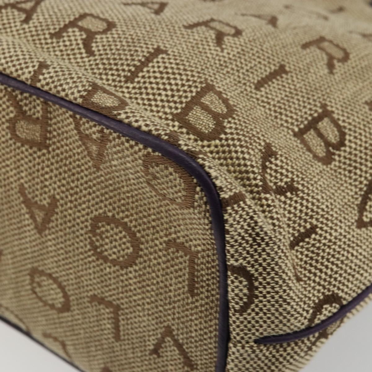 BVLGARI Logo Mania Tote Bag Canvas Beige Gold purple Auth 177564A